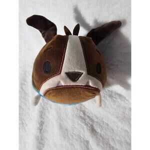 Basic Fun 2017 Bun Bun Dog Doggie Squishy Plush Toy Blue Collar 8'' Brown